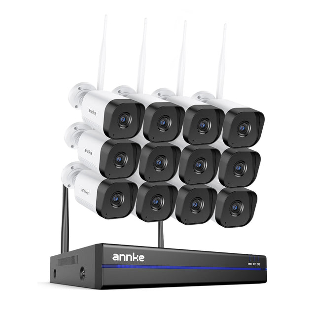 Annke 16CH NVR 12-Camera 8MP (4K) WiFi Bullet Security Kit, Dual-Band WiFi, Two-Way Audio, 100ft Night Vision, IP66
