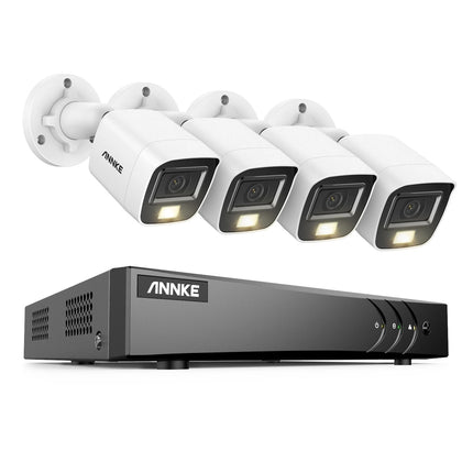 ANNKE 8CH DVR Security Camera System with 4× 3K Bullet Cameras, Built-in Microphone, Human & Vehicle Detection, Smart Dual-Light Night Vision