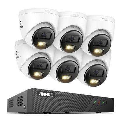 ANNKE 8CH 5MP Outdoor CCTV Security System, 6 Dome Cameras, AI Human & Vehicle Detection, Two-Way Audio