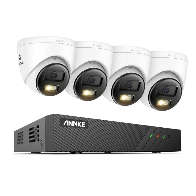 Annke H500P 8CH NVR 4-Camera 5MP Turret Security Kit, Smart Dual Light, Smart Motion Detect, Built-in Mic, IP67