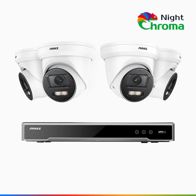 Annke NCK800 8CH NVR 4-Camera 8MP (4K) Turret Security Kit, NightChroma, Smart Motion Detect, Built-in Mic, 2.8mm