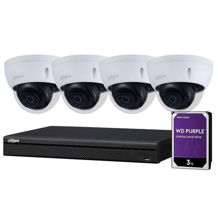 Dahua 4-Channel Security Kit: 8MP (Ultra HD) NVR, 4 X 5MP Fixed Dome, WizSense + Starlight
