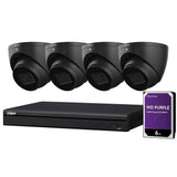 Dahua 4-Channel Security Kit: 8MP (Ultra HD) NVR, 4 X 6MP Fixed Turrets (Black), WizSense + Starlight