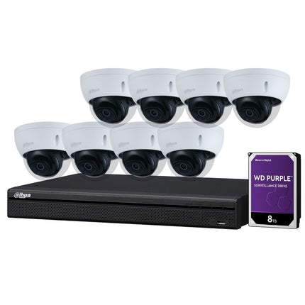Dahua 8-Channel Security Kit: 8MP (Ultra HD) NVR, 8 X 5MP Fixed Dome, WizSense + Starlight
