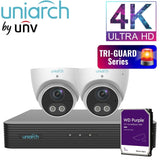 Uniarch Security System: 4-Channel NVR Pro, 2 X 8MP Turret, Tri-Guard