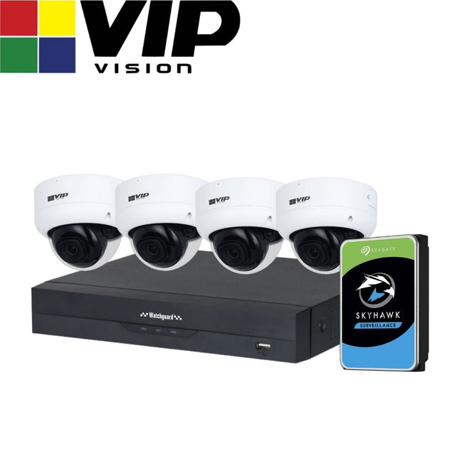 VIP Vision AI Security System: 4x 6MP AI Dome Cams, 16MP WatchGuard 4CH AI NVR