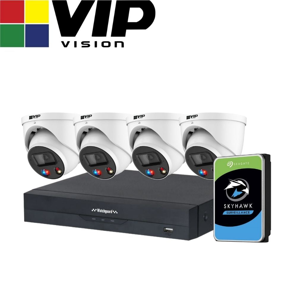 VIP Vision AI Security System: 4x 6MP AI Turret + Active Deter Cams, 16MP WatchGuard 4CH AI NVR