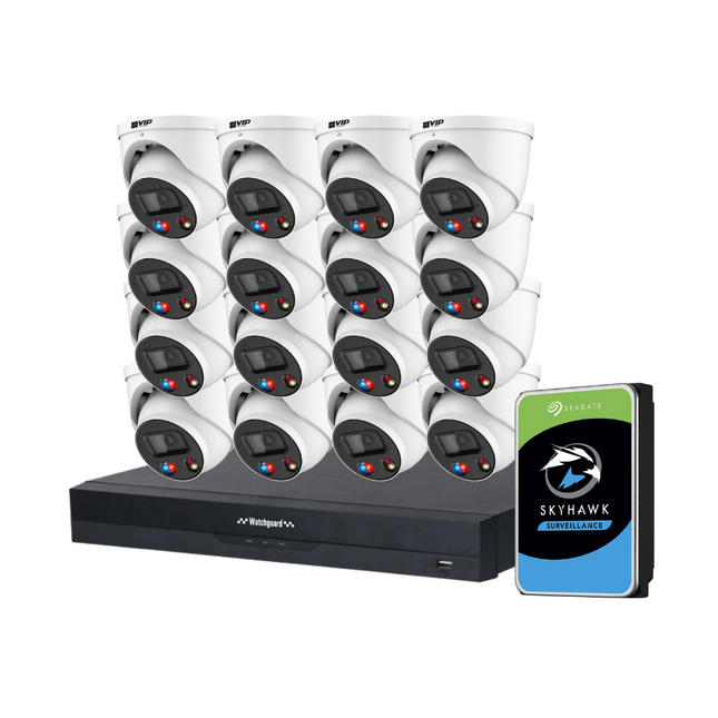 VIP Vision AI Security System: 16x 6MP AI Turret + Active Deter Cams, 16MP WatchGuard 16CH AI NVR