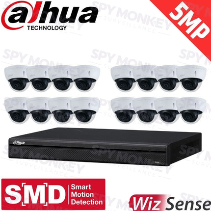 Dahua 16-Channel Security Kit: 8MP (Ultra HD) NVR, 16 X 5MP Fixed Dome, WizSense + Starlight
