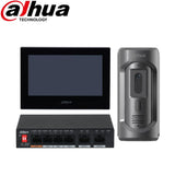 Dahua Intercom Kit: 7" Monitor (BLACK), 2MP Camera, 4 PoE Switch - KIT-DHI-7INBLK2101E-P