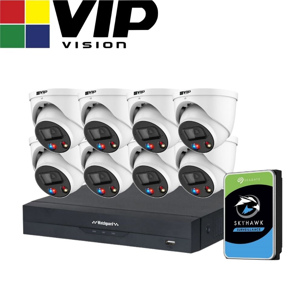 VIP Vision AI Security System: 8x 6MP AI Turret + Active Deter Cams, 16MP WatchGuard 8CH AI NVR