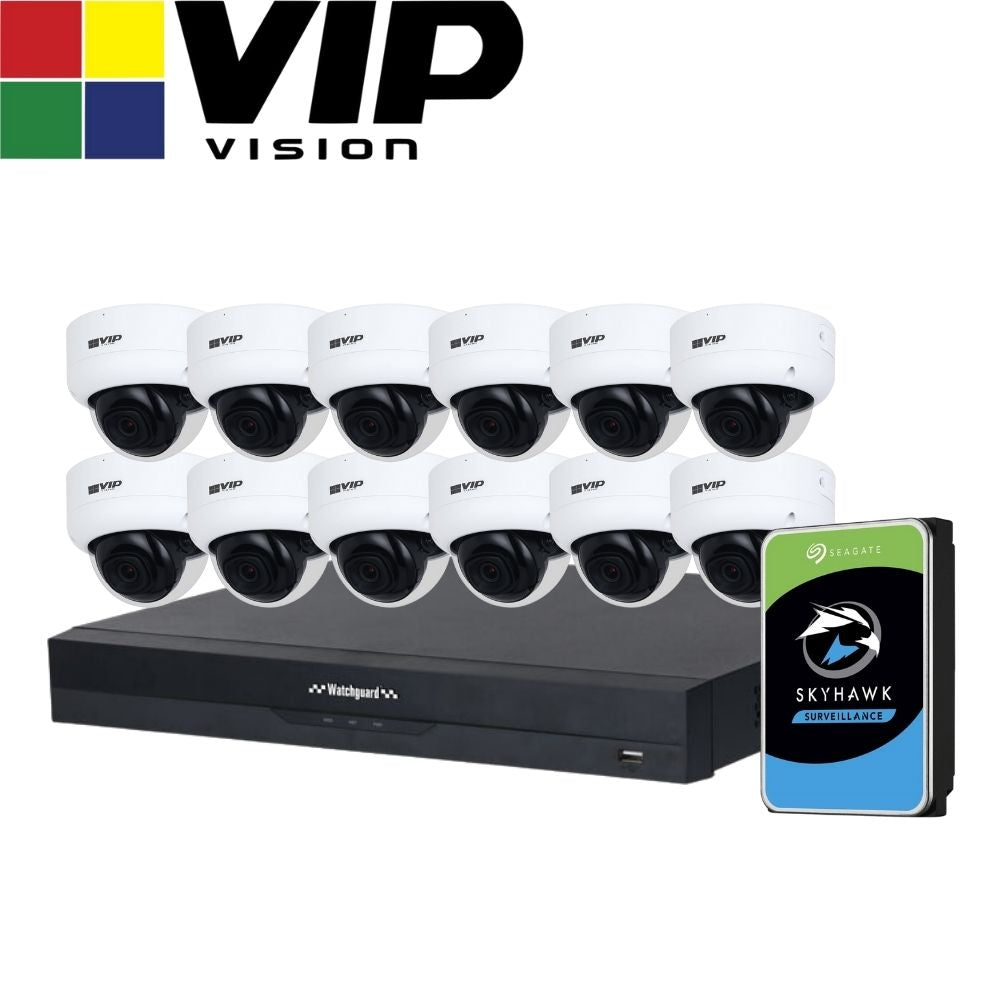 VIP Vision AI Security System: 12x 6MP AI Dome Cams, 16MP WatchGuard 16CH AI NVR