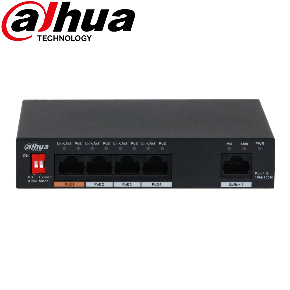 Dahua Ethernet Switch: 5-Port, Unmanaged, 4-Port PoE - DH-PFS3005-4ET-60