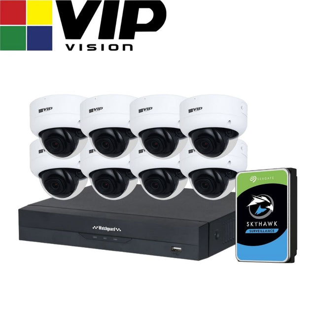 VIP Vision AI Security System: 8x 8MP AI Dome Cams, 16MP WatchGuard 8CH AI NVR