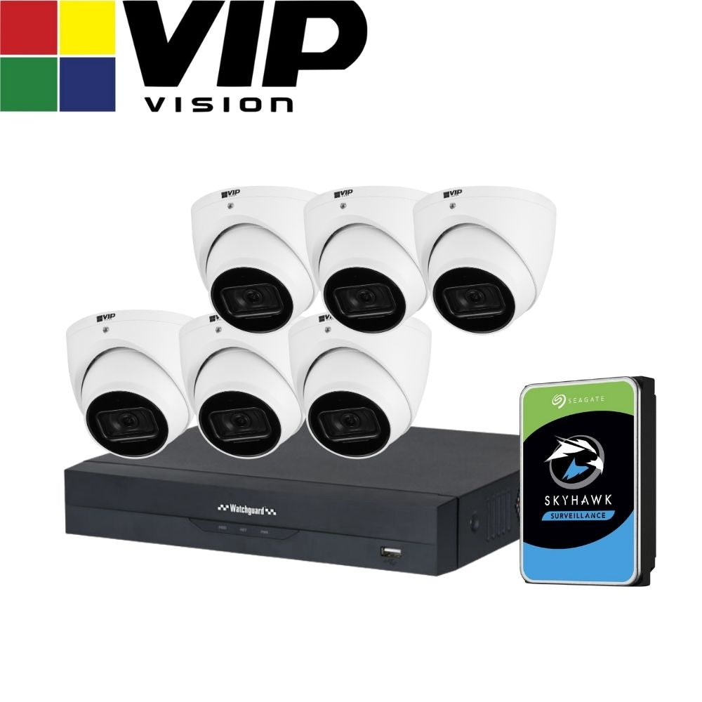 VIP Vision AI Security System: 6x 8MP AI Turret Cams, 16MP WatchGuard 8CH AI NVR