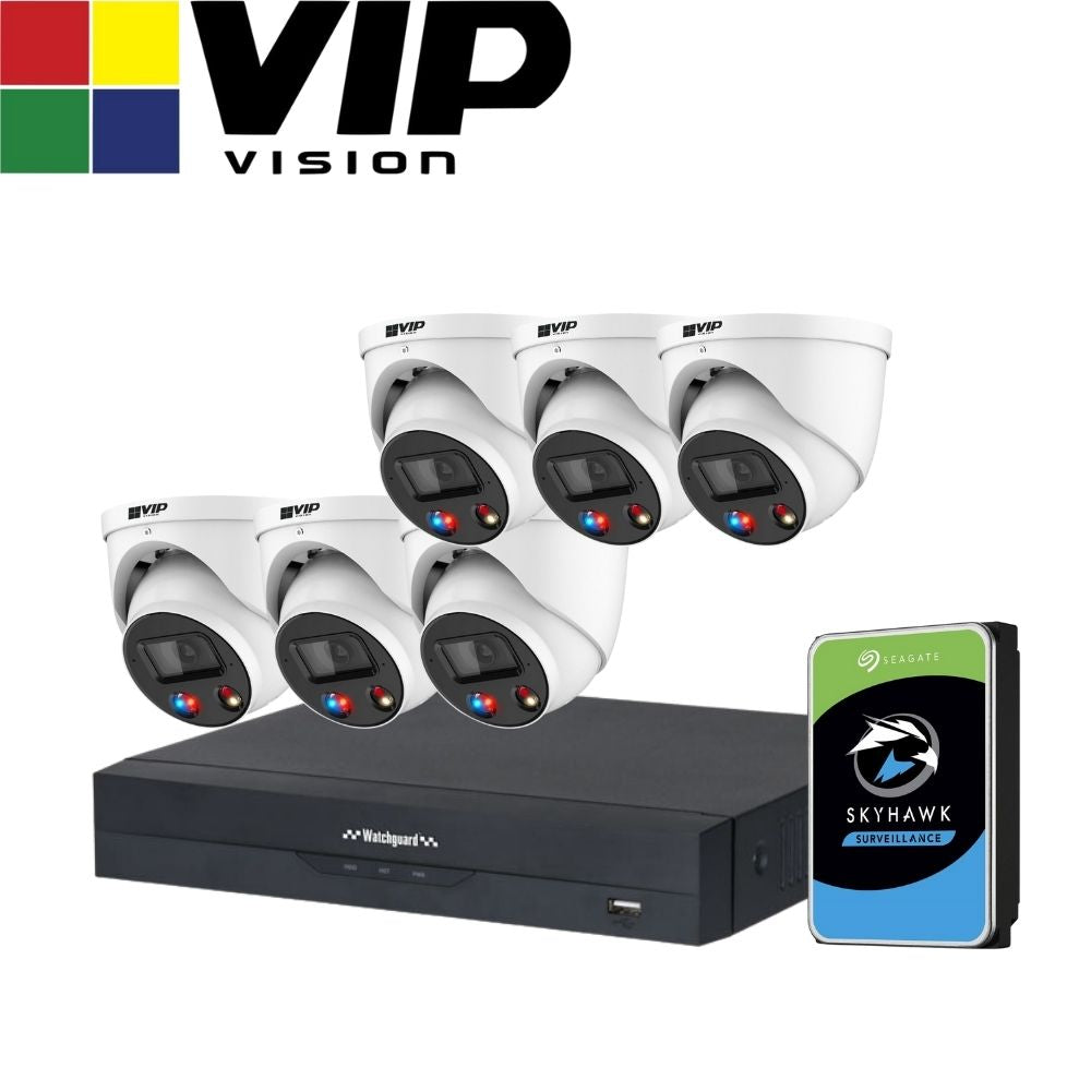 Vip Vision Protector VIP Vision AI Security System: 6x 8MP AI Turret + Active Deter Cams, 1 ...