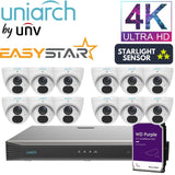 Uniarch Security System: 16-Channel NVR Pro, 12 X 8MP Turret, EasyStar