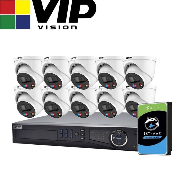 VIP Vision AI Security System: 10x 8MP AI Turret + Active Deter Cams, 16MP WatchGuard 16CH AI NVR