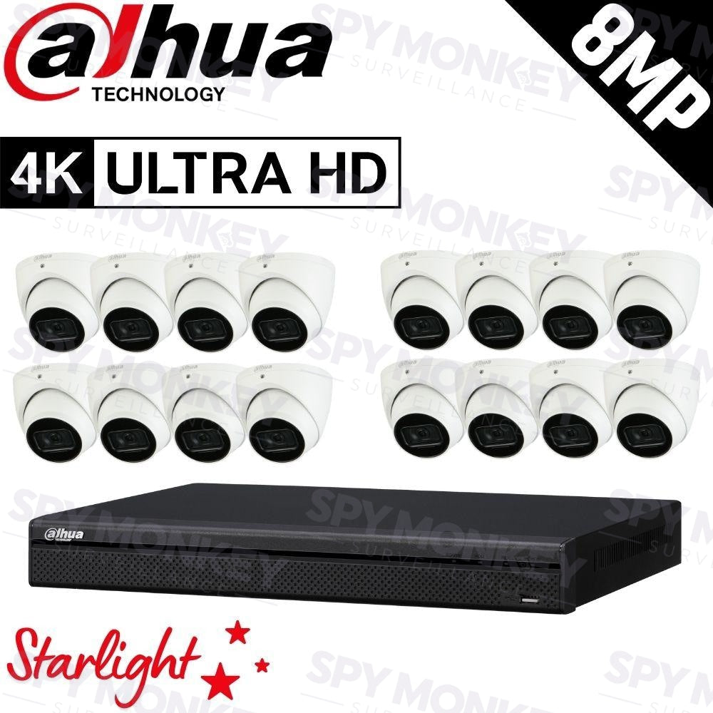 Dahua 16-Channel Security Kit: 8MP (Ultra HD) NVR, 16 x 8MP Fixed Turret, Lite + Starlight