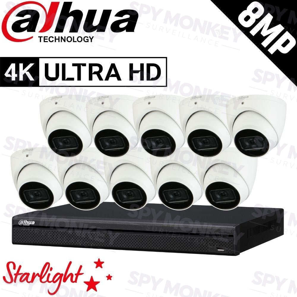 Dahua 16-Channel Security Kit: 8MP (Ultra HD) NVR, 10 x 8MP Fixed Turret, Lite + Starlight