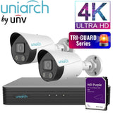 Uniarch Security System: 4-Channel NVR Pro, 2 X 8MP Bullet, Tri-Guard