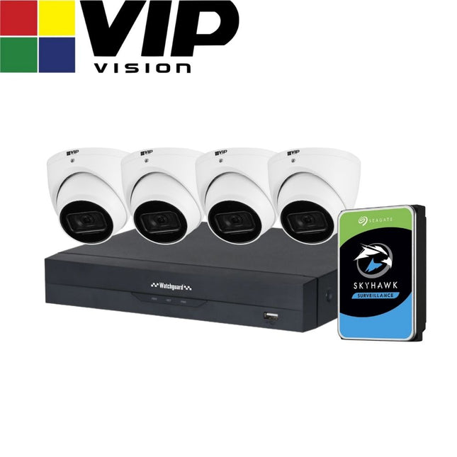 VIP Vision AI Security System: 4x 8MP AI Turret Cams, 16MP WatchGuard 4CH AI NVR