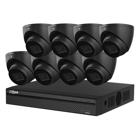 Dahua 3X66 Security System: 8CH 8MP Lite NVR, 8 x 8MP Turret Camera, Starlight, SMD 4.0, AI SSA (Black)