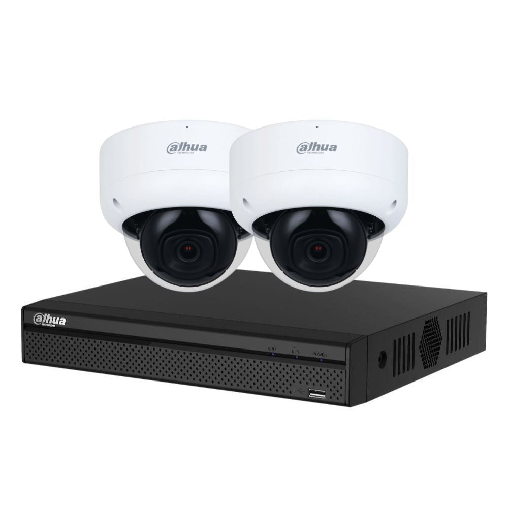 Dahua 3X66 Security System: 4CH 8MP Lite NVR, 2 x 8MP Dome Camera, Starlight, SMD 4.0, AI SSA