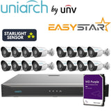 Uniarch Security System: 16-Channel NVR Pro, 16 X 6MP Bullet, EasyStar