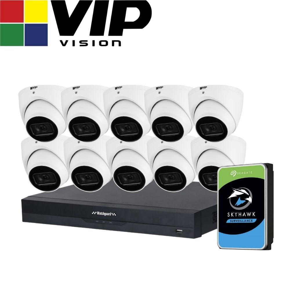 VIP Vision AI Security System: 10x 6MP AI Turret Cams, 16MP WatchGuard 16CH AI NVR