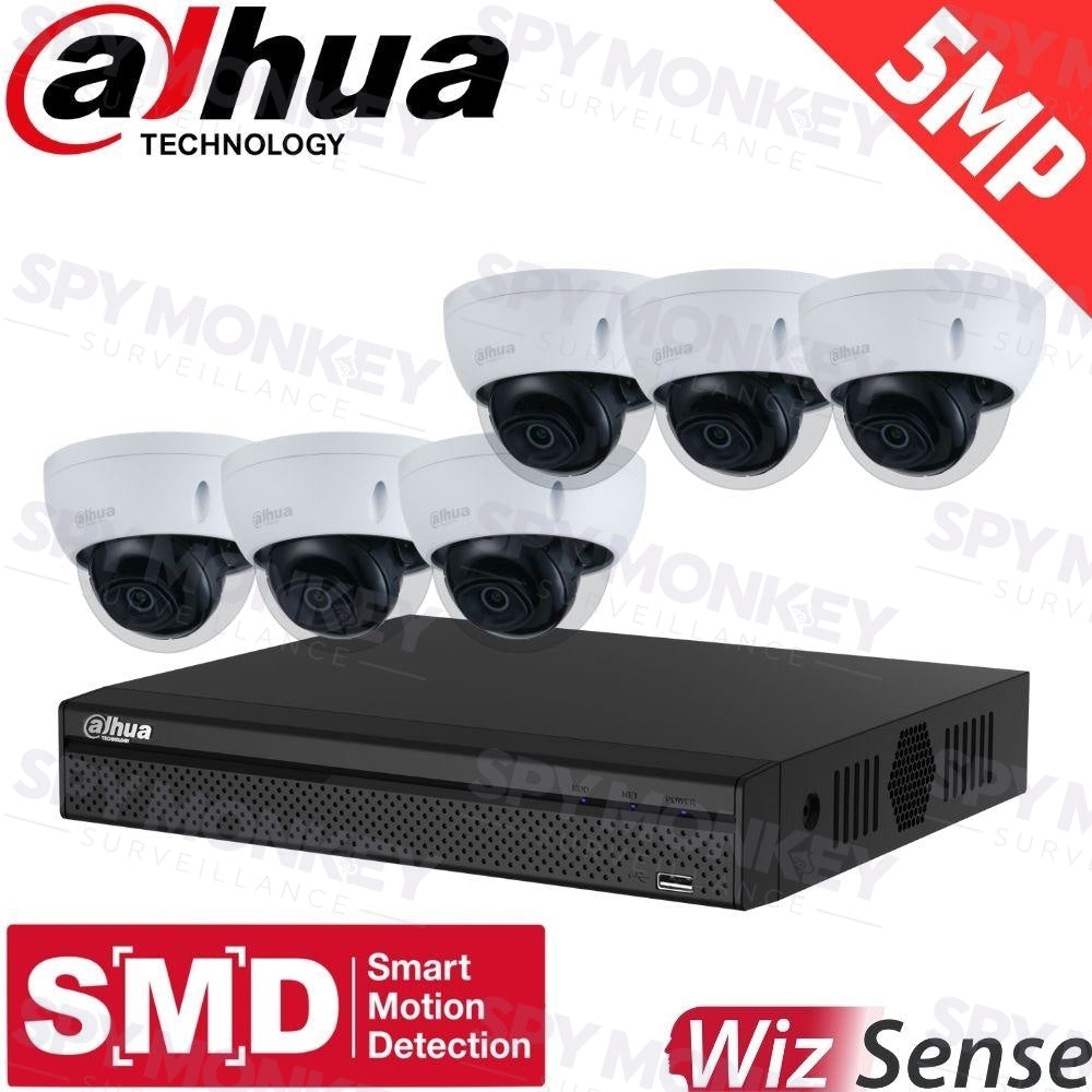 Dahua 8-Channel Security Kit: 8MP (Ultra HD) NVR, 6 x 5MP Fixed Dome, WizSense + Starlight