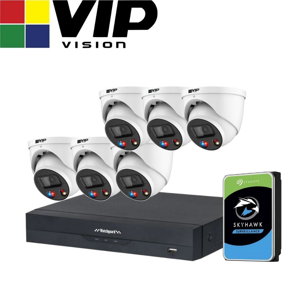 VIP Vision AI Security System: 6x 6MP AI Turret + Active Deter Cams, 16MP WatchGuard 8CH AI NVR