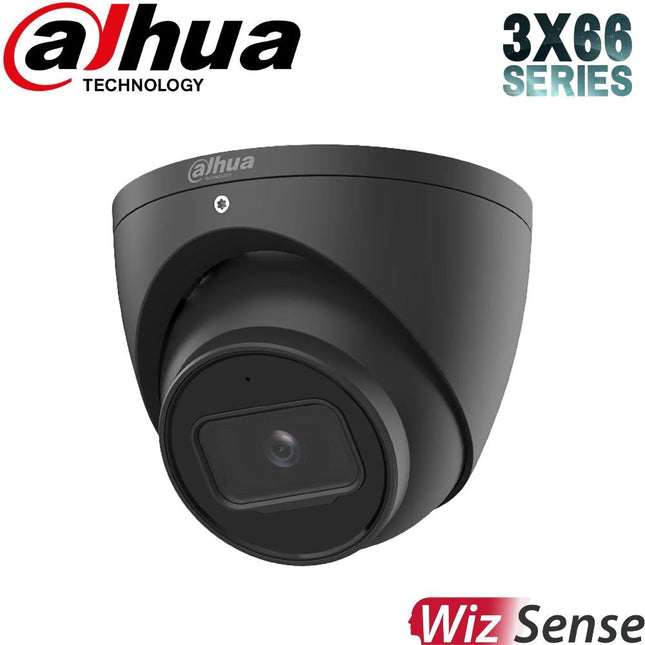 Dahua Security Camera: 4MP Turret Fixed, 2.8mm, WizSense, Starlight, SMD 4.0 - DH-IPC-HDW3466EMP-S-AUS-BLK