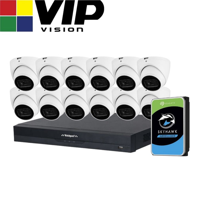 VIP Vision AI Security System: 12x 8MP AI Turret Cams, 16MP WatchGuard 16CH AI NVR
