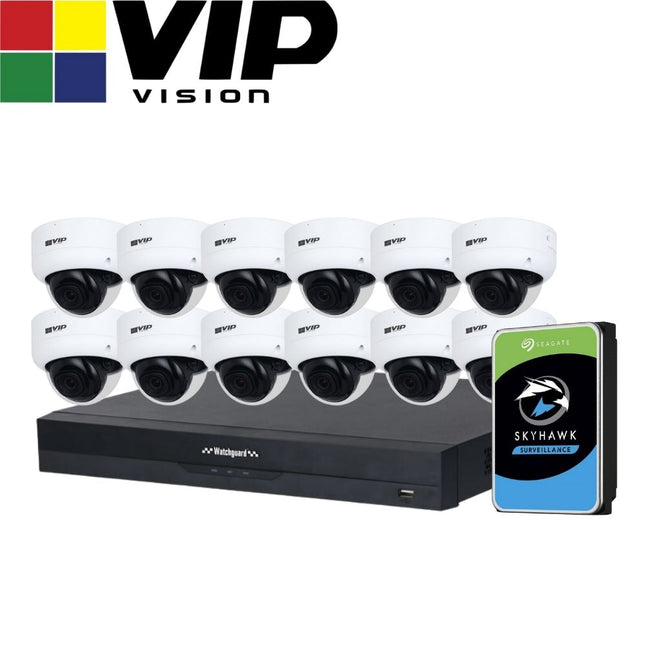 VIP Vision AI Security System: 12x 8MP AI Dome Cams, 16MP WatchGuard 16CH AI NVR
