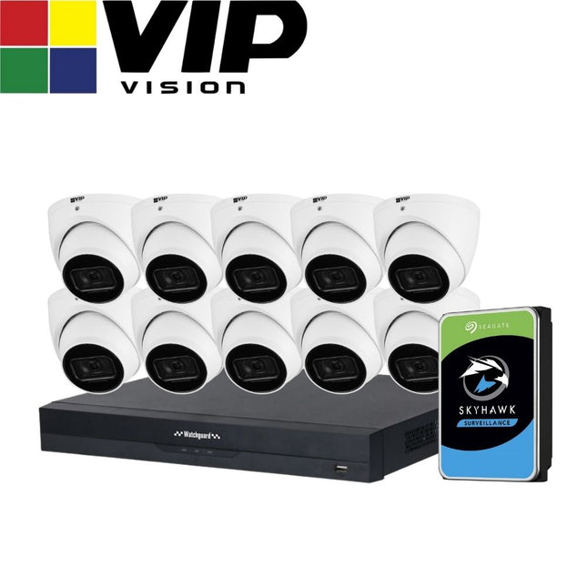 VIP Vision AI Security System: 10x 8MP AI Turret Cams, 16MP WatchGuard 16CH AI NVR