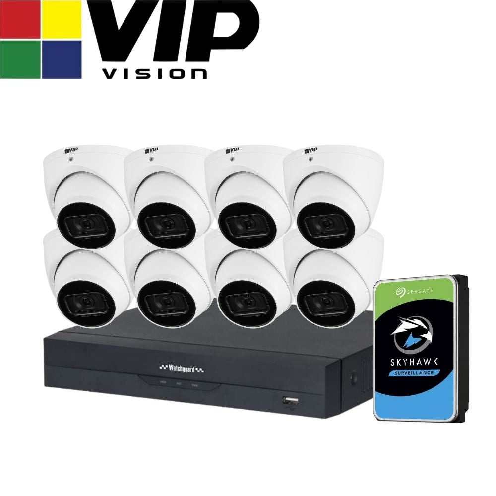VIP Vision AI Security System: 8x 8MP AI Turret Cams, 16MP WatchGuard 8CH AI NVR