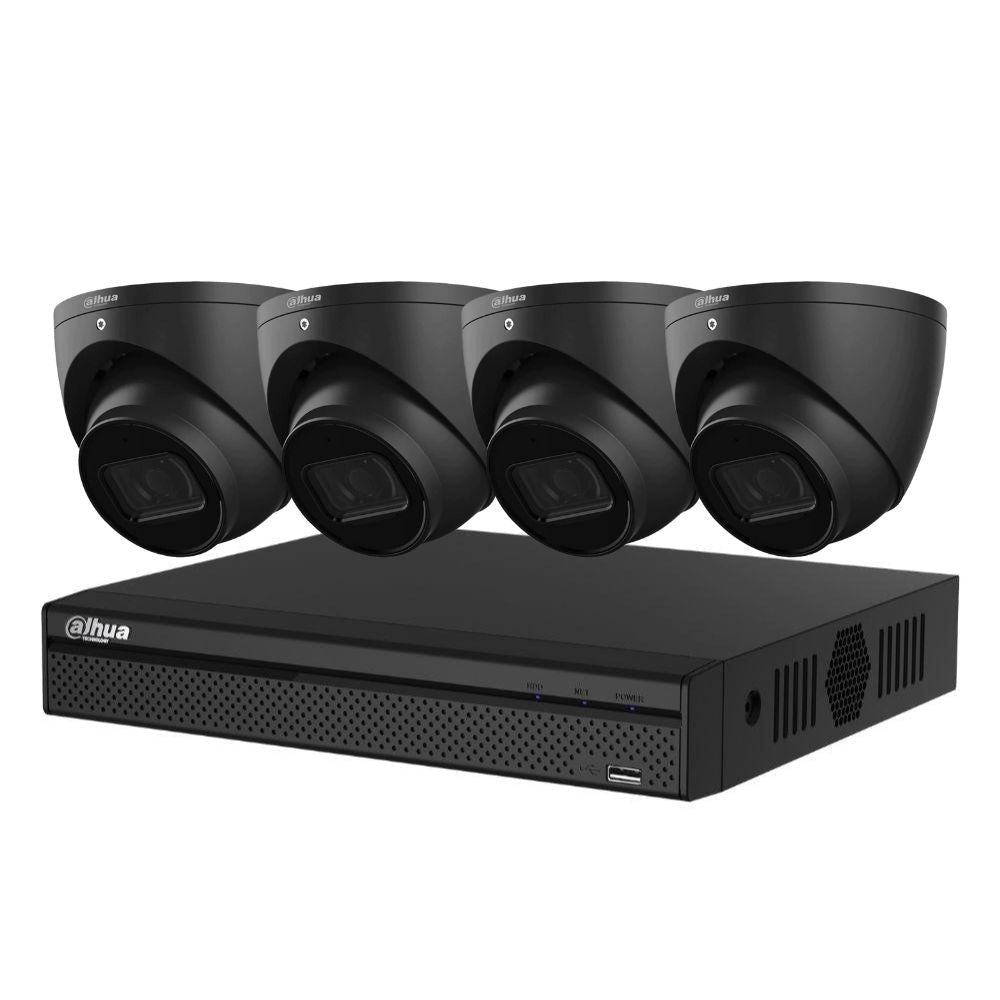 Dahua 3X66 Security System: 4CH 8MP Lite NVR, 4 x 6MP Turret Camera, Starlight, SMD 4.0, AI SSA (Black)