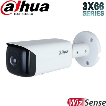 Dahua Security Camera: 180 Degree Wide Angle Bullet, 4MP WizSense, Fixed Lens - DH-IPC-HFW3466T-AS-P