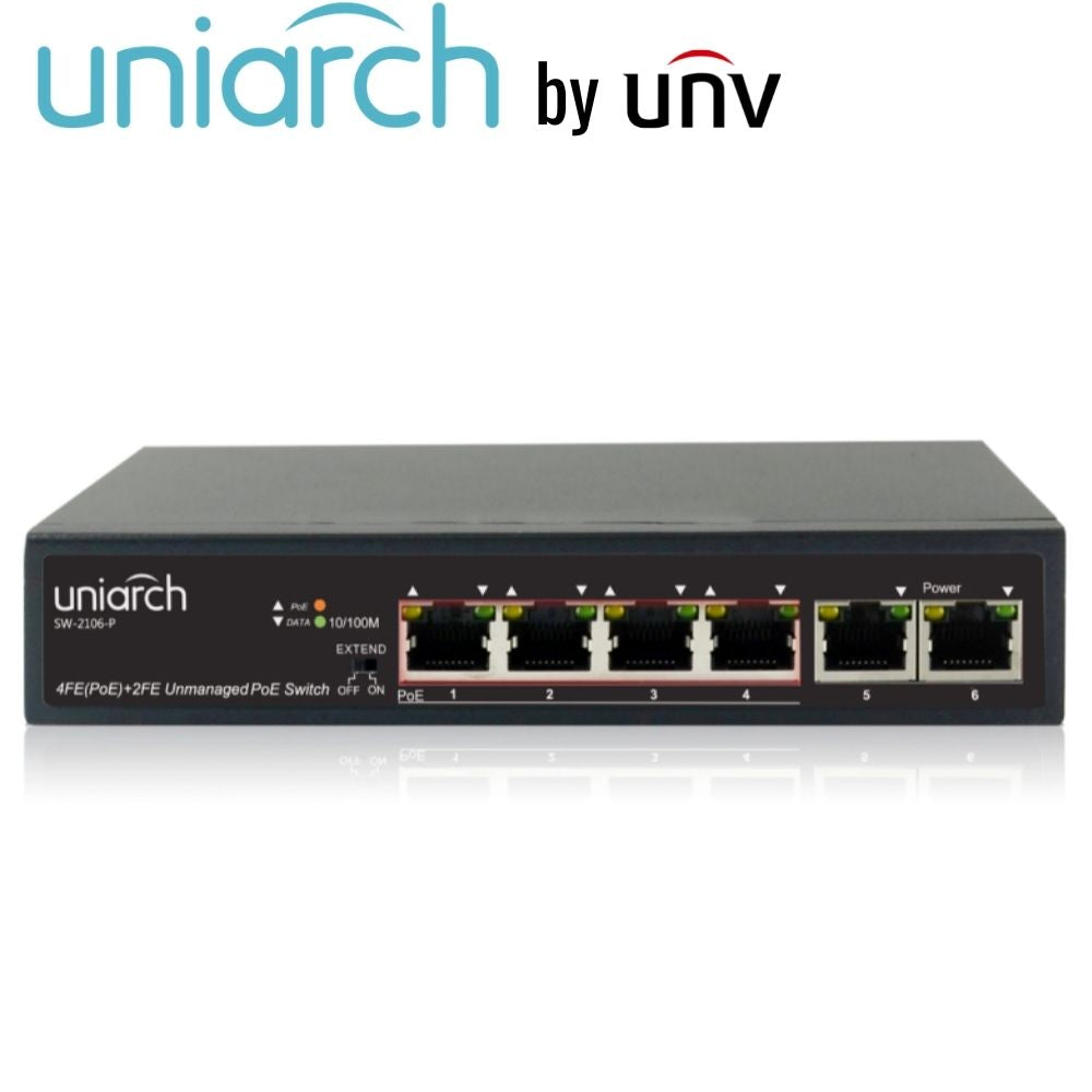 Uniarch PoE Switch: 4 x PoE/PoE+ Ports - SW-2106-P