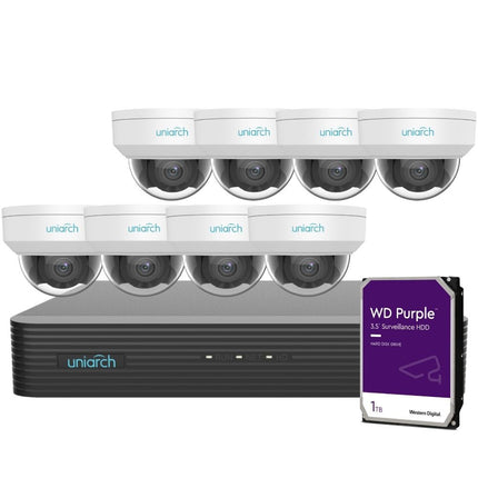 Uniarch Security System: 8-Channel NVR Pro, 8 X 6MP Dome, EasyStar