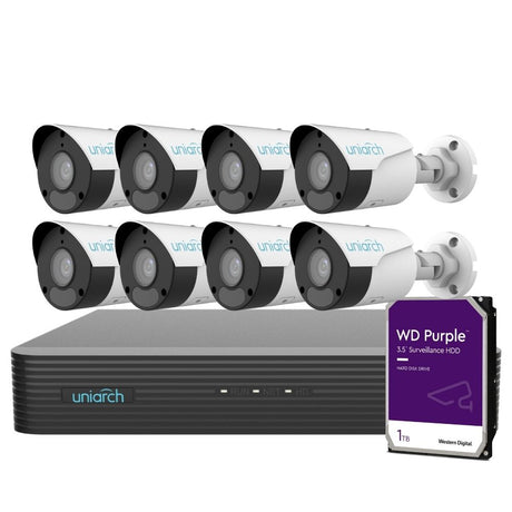 Uniarch Security System: 8-Channel NVR Pro, 8 X 6MP Bullet, EasyStar