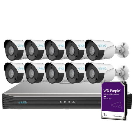 Uniarch Security System: 16-Channel NVR Pro, 10 X 6MP Bullet, EasyStar