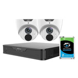 Uniview 4 Channel Security System: 4K NVR, 2 x 5MP LightHunter Turret Cameras, 2TB HDD