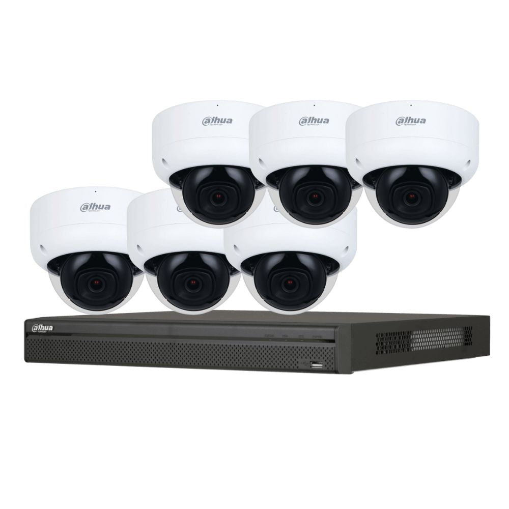 Dahua 3X66 Security System: 8CH 8MP Lite NVR, 6 x 8MP Dome Camera, Starlight, SMD 4.0, AI SSA