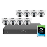 Uniview 8 Channel Security System: 8MP NVR, 8 x 8MP (4K) Turret Cameras, 2TB HDD