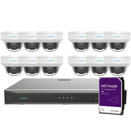 Uniarch Security System: 16-Channel NVR Pro, 12 X 6MP Dome, EasyStar