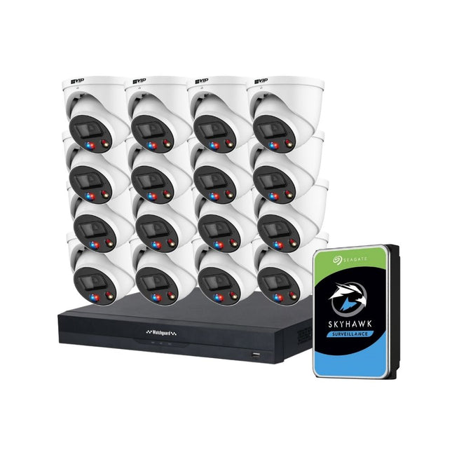 VIP Vision AI Security System: 16x 8MP AI Turret + Active Deter Cams, 16MP WatchGuard 16CH AI NVR