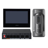Dahua Intercom Kit: 7" Monitor (BLACK), 2MP Camera, 4 PoE Switch - KIT-DHI-7INBLK2101E-P