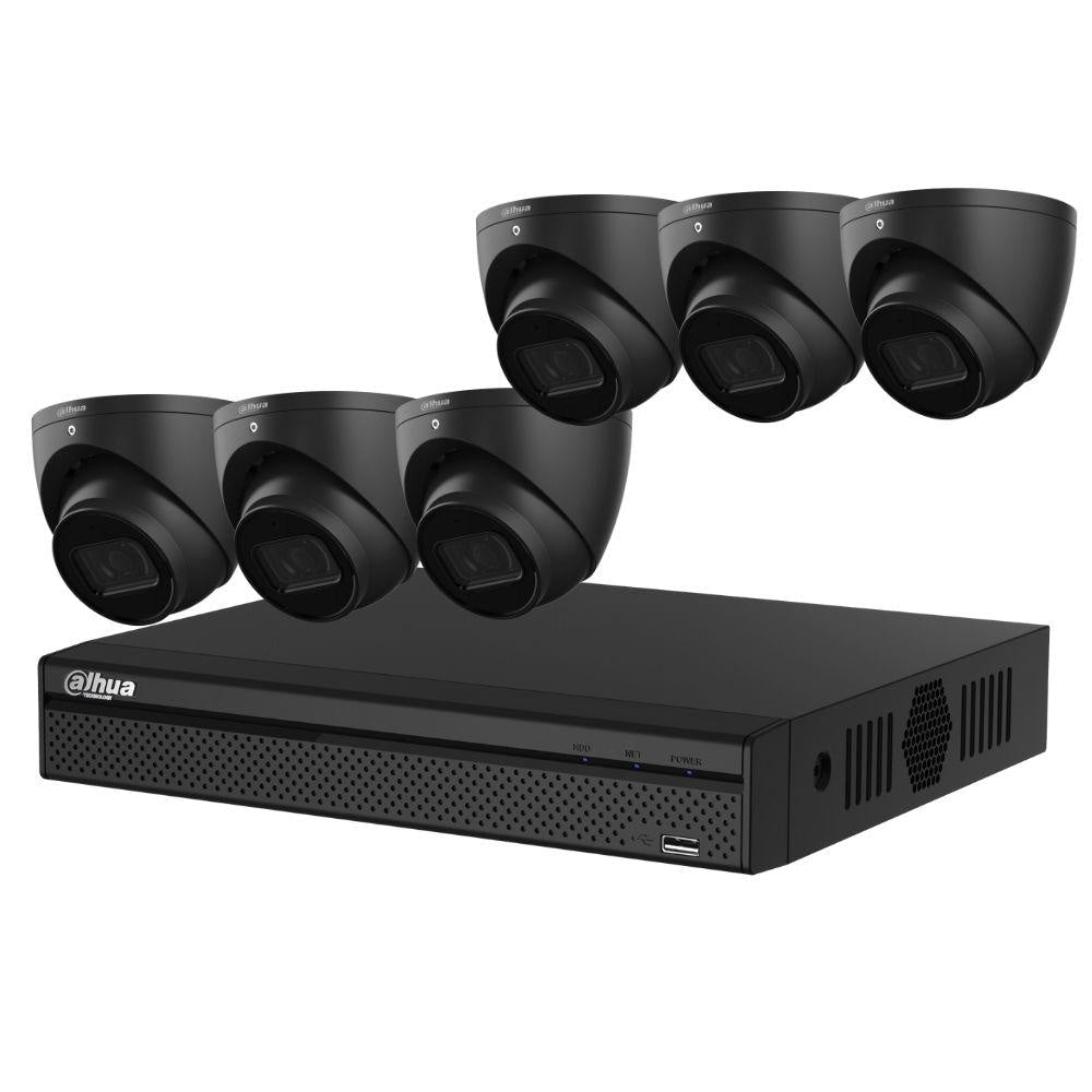 Dahua 8-Channel Security Kit: 8MP (Ultra HD) NVR, 6 x 6MP Fixed Turrets (Black), WizSense + Starlight